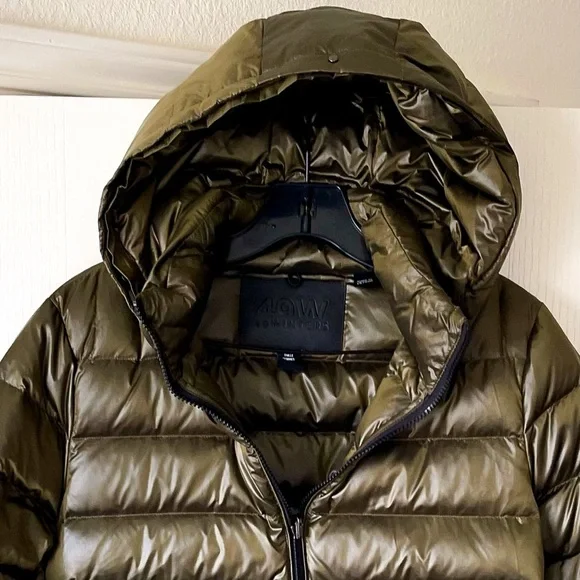 49Winters Shell Hooded Down Puffer Jacket Green Gunmetal Medium EUC - Picture 6 of 13